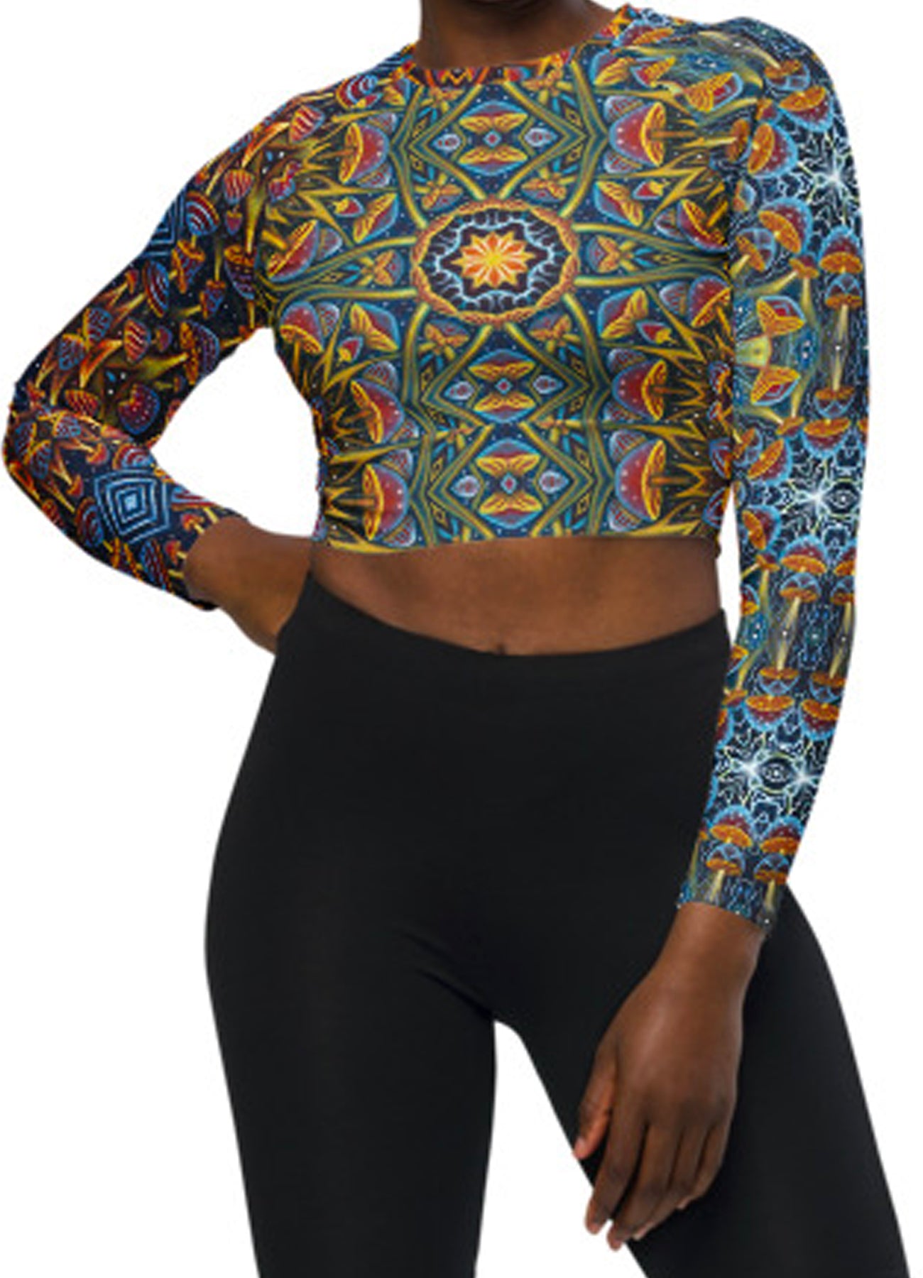 Mushroom Bloom Long Sleeve Crop Top