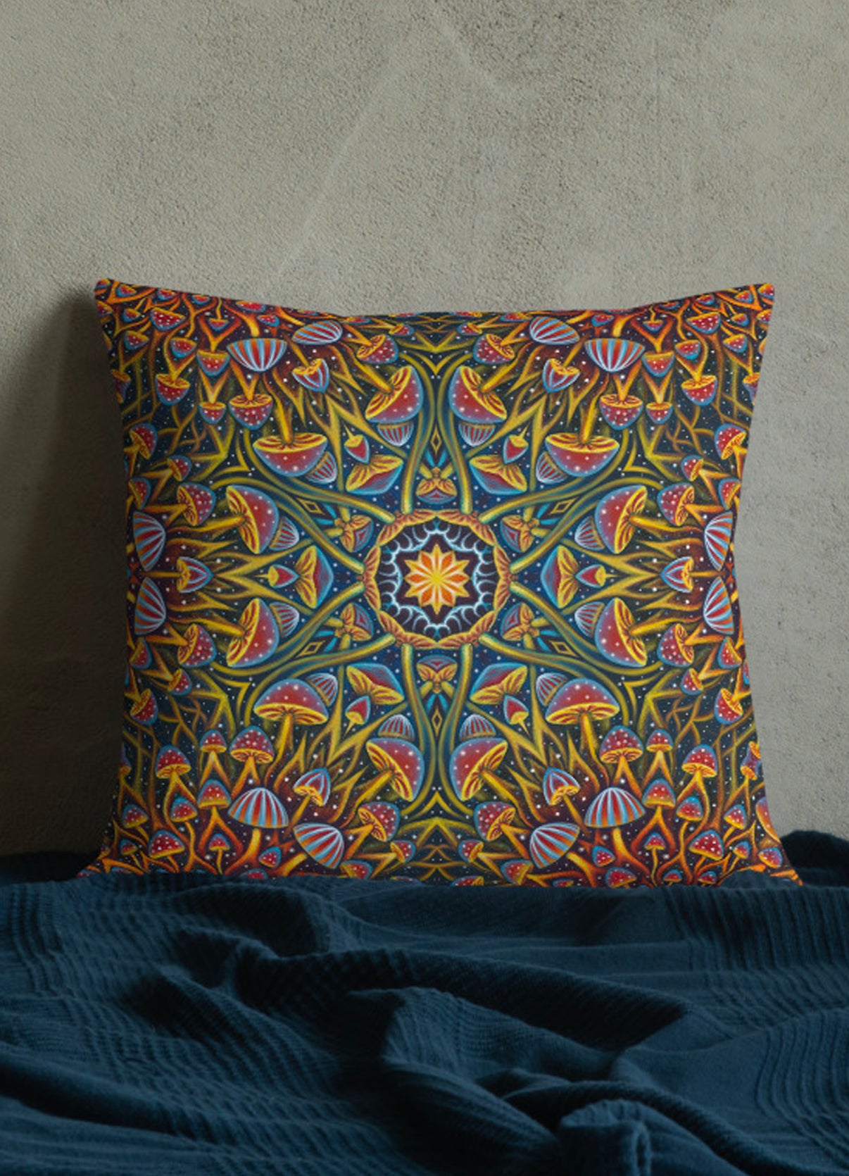 Mushroom Bloom Remix Square Pillow