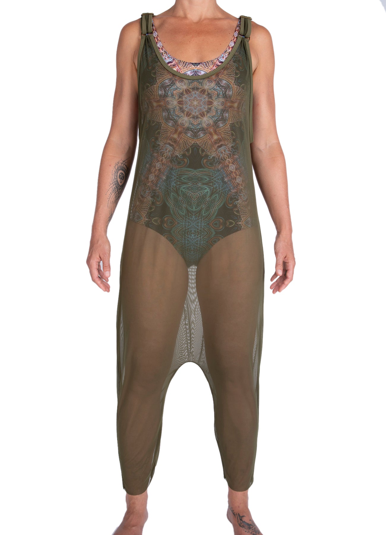 Olive Green Mesh Onesie